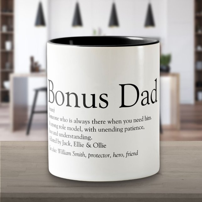 Bonus Dad Definition Fathers Day Stepfather Two-Tone Coffee Mug (Bonus Dad Definition Fathers Day Stepfather Two-Tone Coffee Mug)