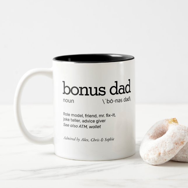 Bonus Dad Definition Two-Tone Coffee Mug (With Donut)