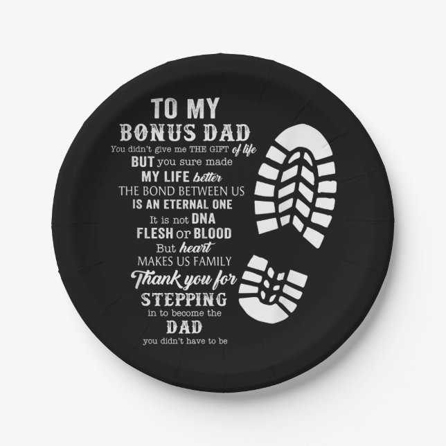 Bonus Dad Fathers Day Gift from Stepdad for Daught Paper Plate (Front)