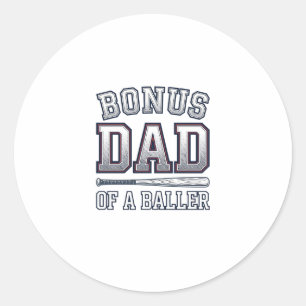 Bonus Dad of a Baller Vintage Sports Shirt Design_ Classic Round Sticker