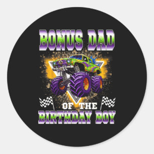 Bonus Dad Of The Birthday Boy Monster Truck Birthd Classic Round Sticker