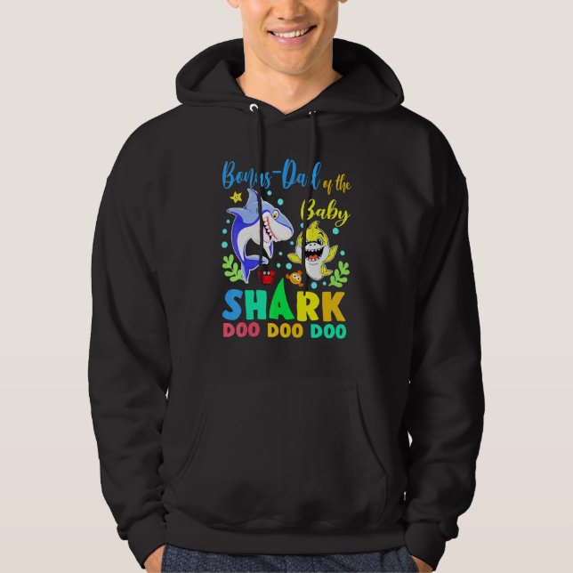 Bonus Dad Of The Birthday Boy Shark Blue Yellow Do Hoodie (Front)