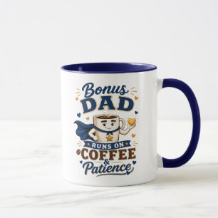 Bonus Dad Runs On Coffee And Patience Navy Blue Mug