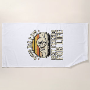 Bonus Dad & Son Best Friends Vintage Shirt Design_ Beach Towel