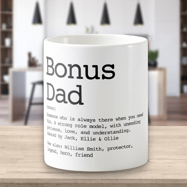 Bonus Dad Stepdad Definition Black And White Coffee Mug (Creator Uploaded)