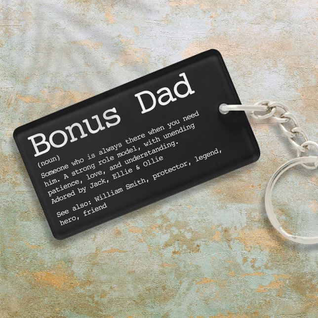 Bonus Dad Stepdad Definition Modern Key Ring (Bonus Dad Stepdad Definition Modern Keychain)