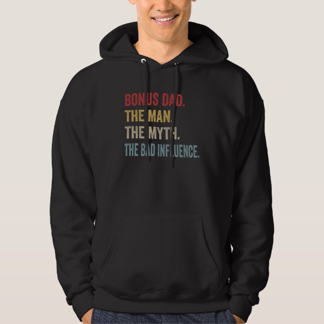 Bonus Dad The Man Myth Bad Influence Retro Christm Hoodie (Front)