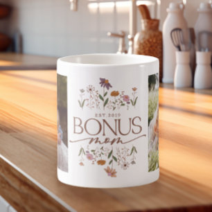 Bonus Mom 2 Photo Year Established Coffee Mug