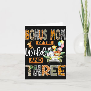 Bonus Mom Of The Wild & Three 3rd Birthday Boy Card