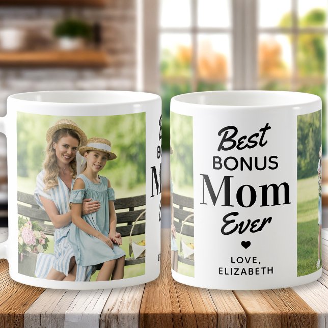 BONUS MOM Step Mum Mother's Day Custom 2 Photo Coffee Mug (Creator Uploaded)