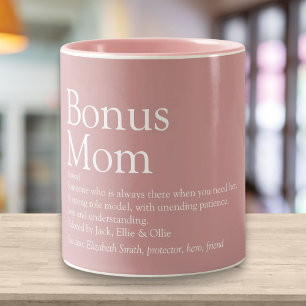 Bonus Mum Definition Quote Dusty Rose Pink Two-Tone Coffee Mug