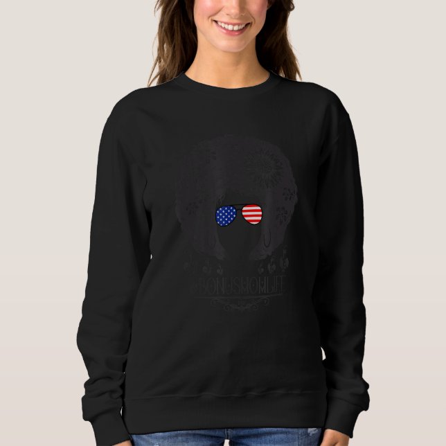 Bonus Mum Life Messy Bun African American Flag Flo Sweatshirt (Front)