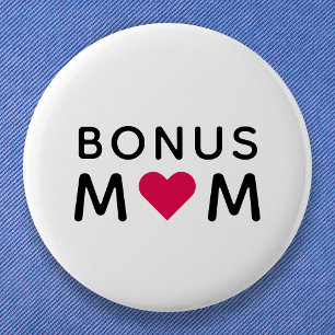 Bonus Mum Modern Pink Heart Mother's Day 6 Cm Round Badge