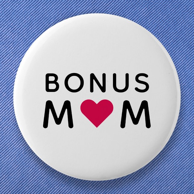 Bonus Mum | Modern Pink Heart Mother's Day 6 Cm Round Badge (Creator Uploaded)
