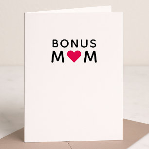 Bonus Mum   Modern Pink Heart Mother's Day Card