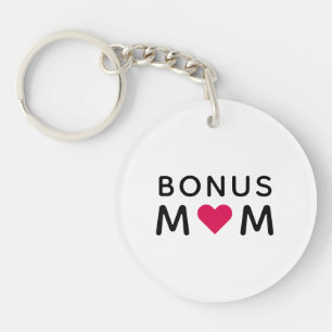 Bonus Mum   Modern Pink Heart Mother's Day Key Ring