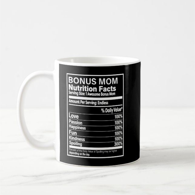 Bonus Mum Nutrition Facts Custom Coffee Mug (Left)