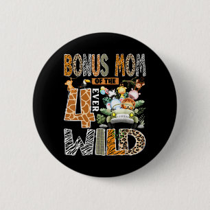 Bonus Mum of The Four Wild Safari 4th Birthday Boy 6 Cm Round Badge
