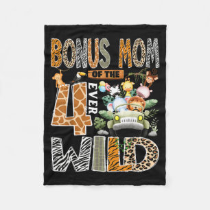 Bonus Mum of The Four Wild Safari 4th Birthday Boy Fleece Blanket