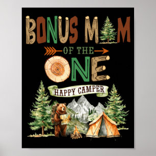 Bonus mum of the one happy camper 1st birthday poster