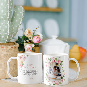 "Bonus Mum" Step Mum   Floral Arch Photo Coffee Mug