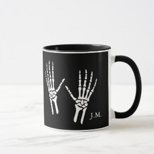 Bony Skeleton Hands Radiologist Halloween Black Mug