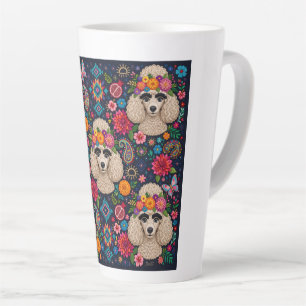 Boo22 Artist Poodle Boho Floral – Colourful Poodle Latte Mug