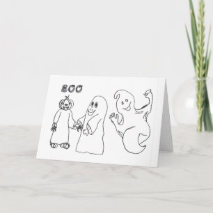 BOO 3 cute ghost trick or treaters Card