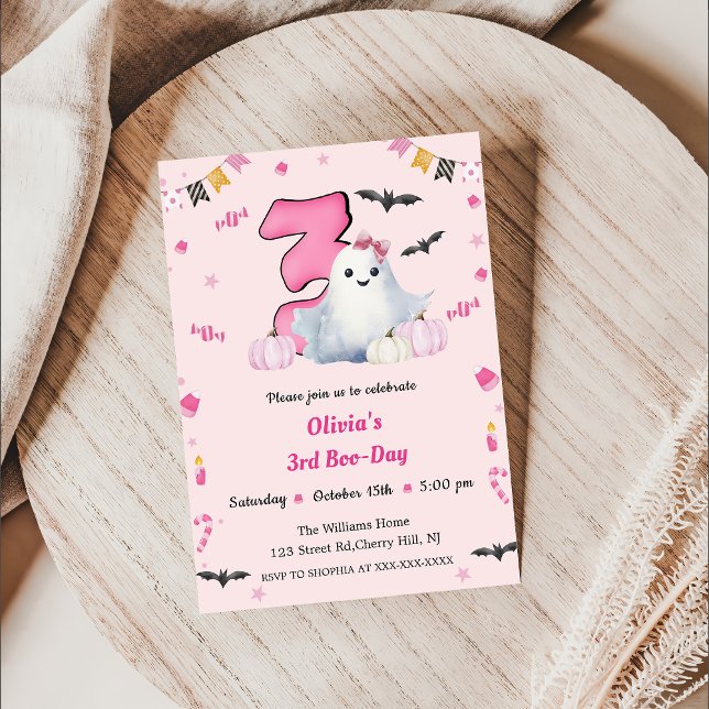Boo 3rd Birthday  Invitation (Creator Uploaded)