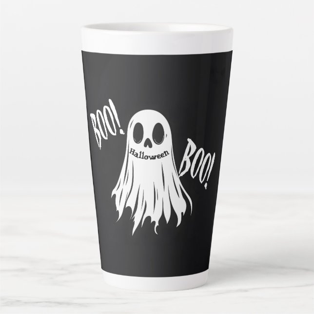 BOO!  – A Ghostly Grin Latte Mug (Front)