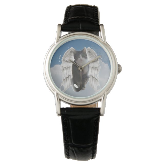 Boo Angel Women's Classic Black Leather Watch (Front)