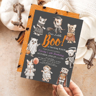 Boo Animals Halloween Costume Birthday Invitation