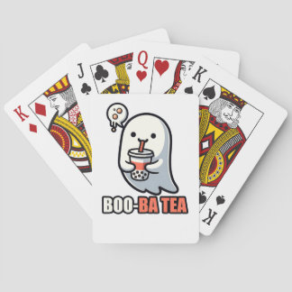 Boo-Ba Tea Ghost – Playful Halloween Boba Lover De Playing Cards