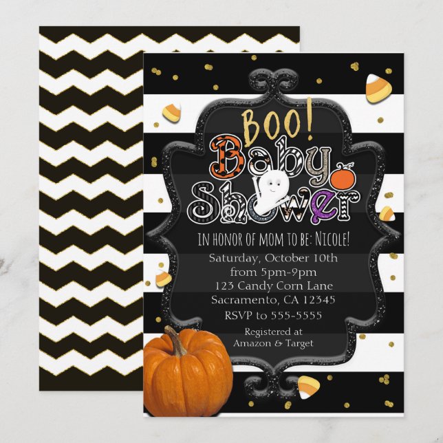 BOO! Baby Shower Ghost Whimsical Halloween Invitation (Front/Back)