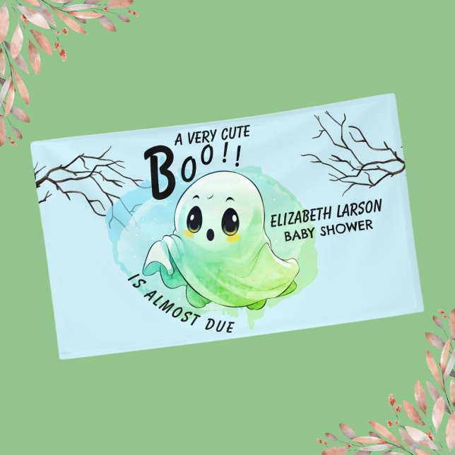 Boo Baby Shower Halloween Blue Themed Cute Party Banner (Creator Uploaded)