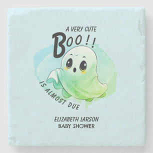 Boo Baby Shower Halloween Blue Themed Cute Party Stone Coaster