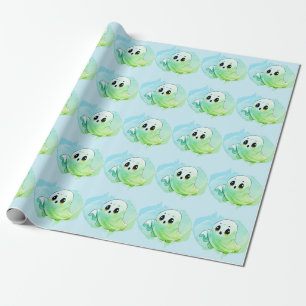 Boo Baby Shower Halloween Blue Themed Cute Party Wrapping Paper