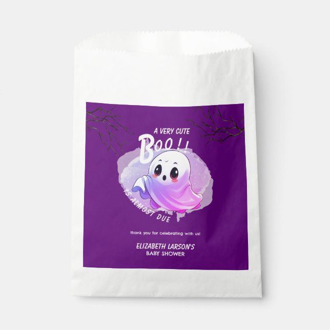 Boo Baby Shower Halloween Deep Purple Themed Party Favour Bag (Front)