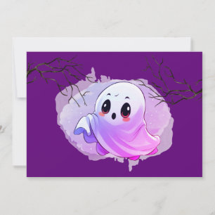 Boo Baby Shower Halloween Deep Purple Themed Party Thank You Card