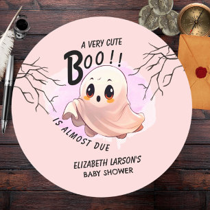 Boo Baby Shower Halloween Pink themed Cute Party Classic Round Sticker