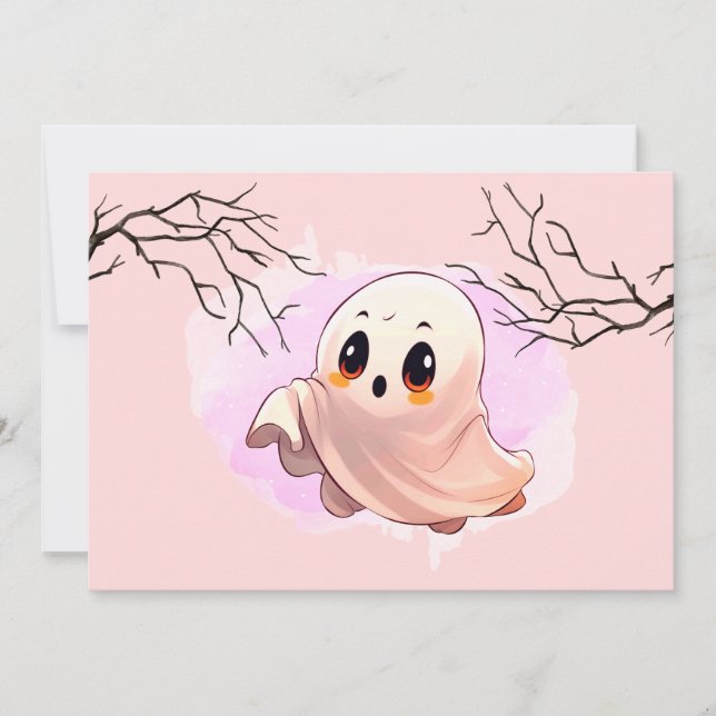 Boo Baby Shower Halloween Pink themed Cute Party Thank You Card (Front)