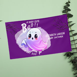Boo Baby Shower Halloween Purple Themed Cute Party Banner