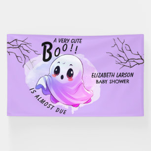 Boo Baby Shower Halloween Purple Themed Cute Party Banner