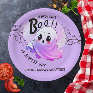 Boo Baby Shower Halloween Purple Themed Cute Party Paper Plate