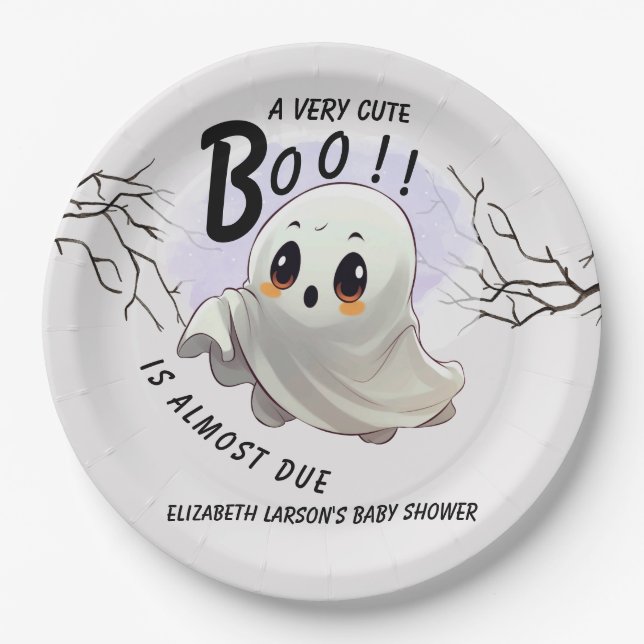 Boo Baby Shower Halloween themed Cute Party Paper Plate (Front)