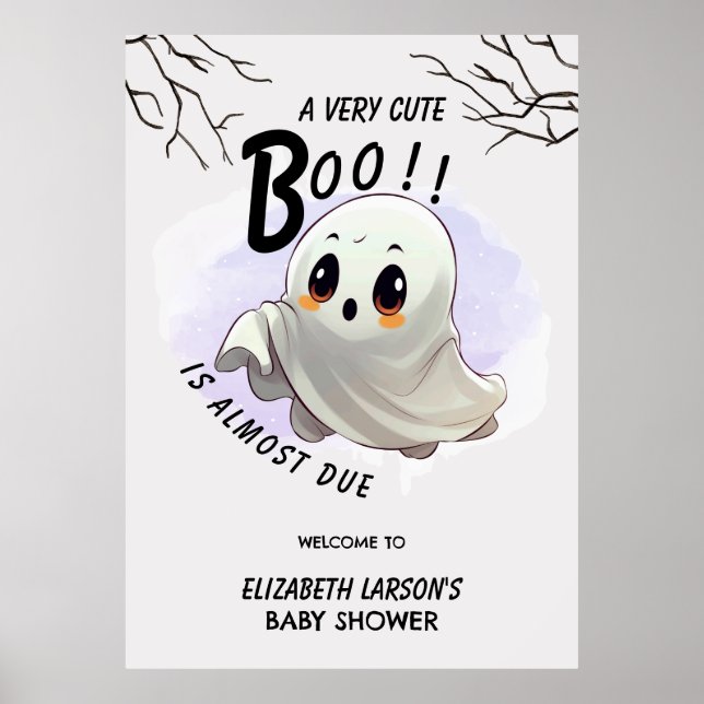 Boo Baby Shower Halloween themed Cute Party Poster (Front)