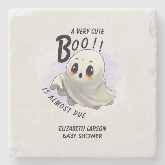 Boo Baby Shower Halloween themed Cute Party Stone Coaster (Front)