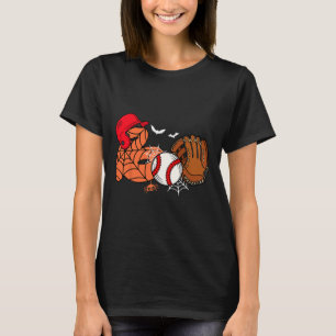 Boo Baseball Halloween Player Catcher Pitcher Spoo T-Shirt