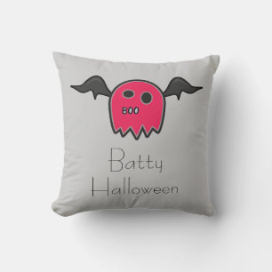 Boo Bat Pink Ghost Pillow
