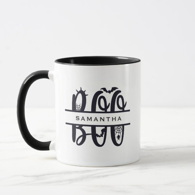 Boo Bats & Spider Web Custom Monogram Mug (Left)